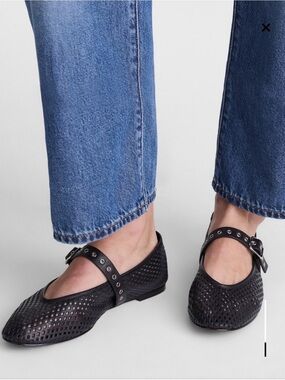 Madewell Black Perforated Mary Jane Flats